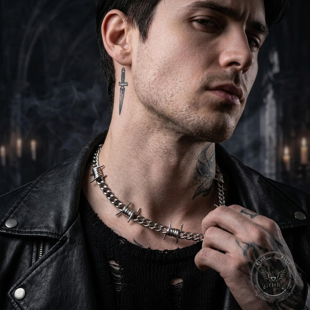 Punk Thorn Chunky Stainless Steel Necklace