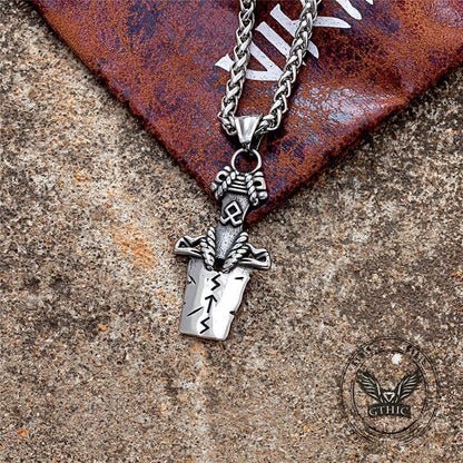Punk Viking Sword Rune Stainless Steel Nordic Pendant
