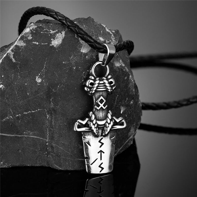Punk Viking Sword Rune Stainless Steel Nordic Pendant