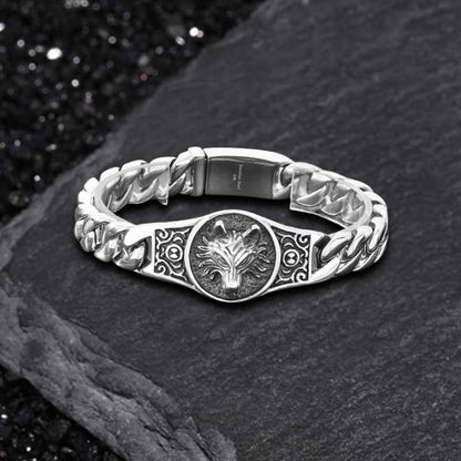 Punk Wolf Head Cuban Chain Stainless Steel Bracelet