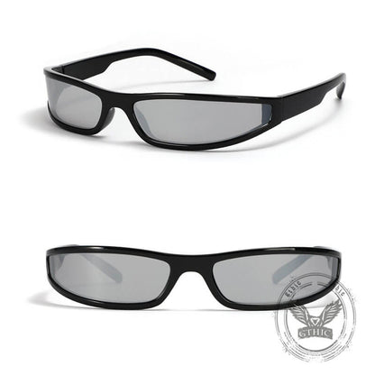 Punk Y2k Narrow Frame Colorful Uv-proof Pc Sunglasses