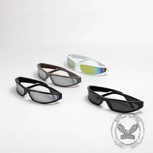 Punk Y2k Narrow Frame Colorful Uv-proof Pc Sunglasses