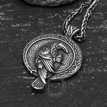 Raven and Triskele Stainless Steel Viking Pendant