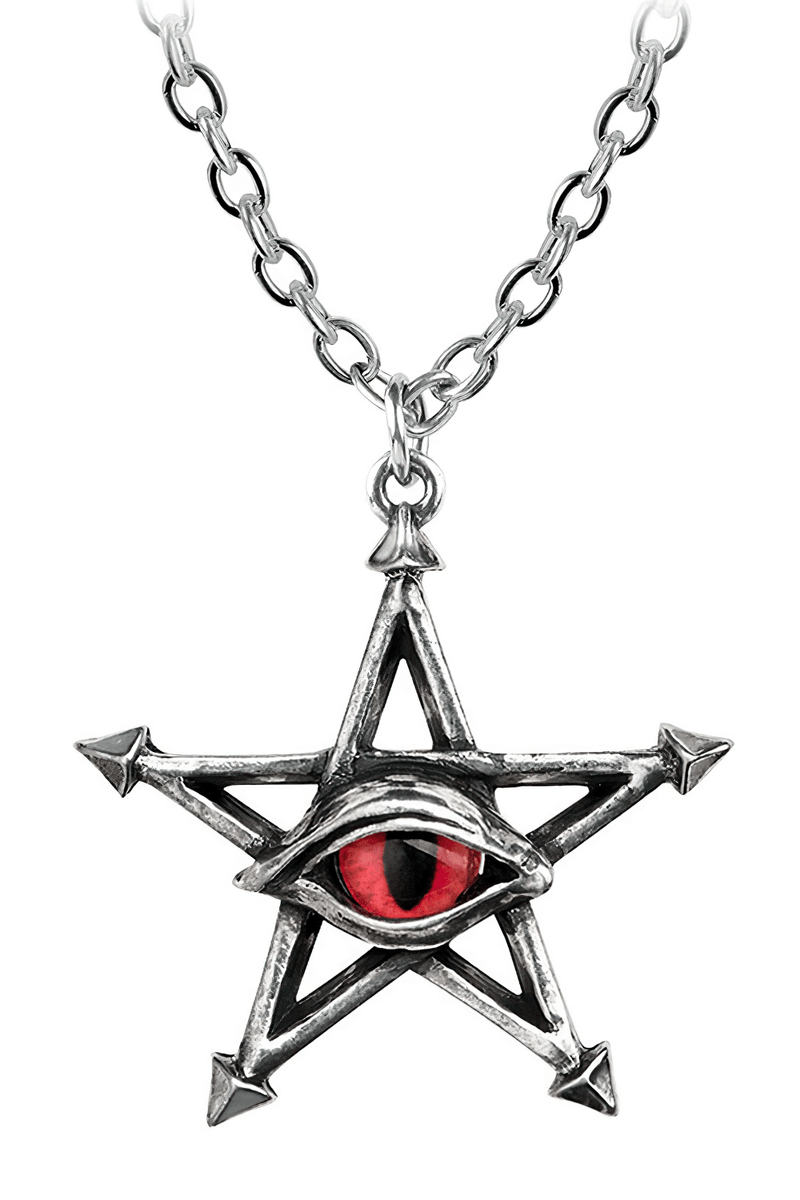 Red Curse Snake Eye Pendant With Magical Pentagram Design