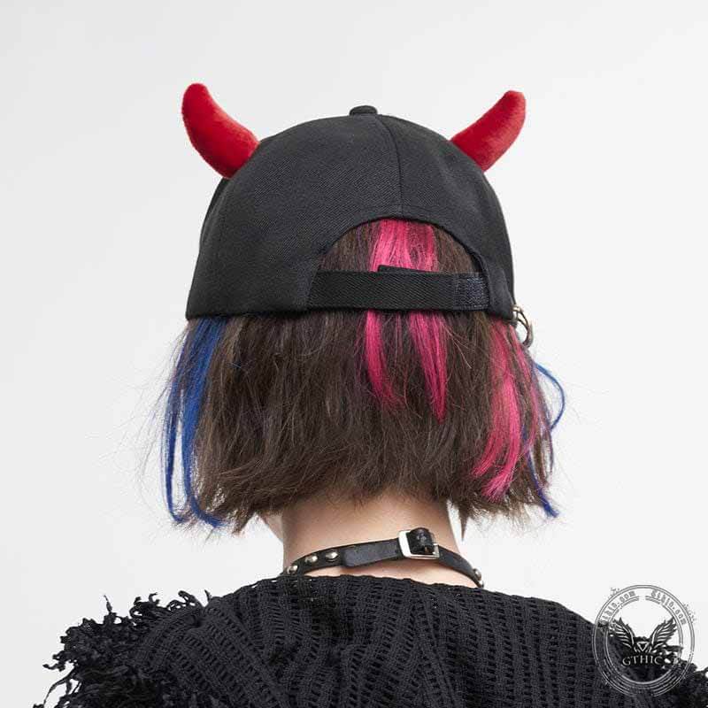 Red Devil Horns Studded Cap