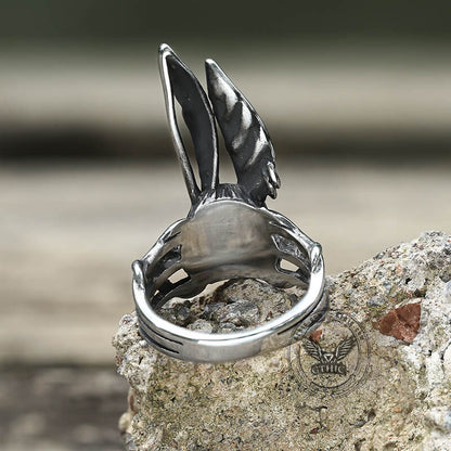Red Eyes Rabbit Stainless Steel Animal Ring