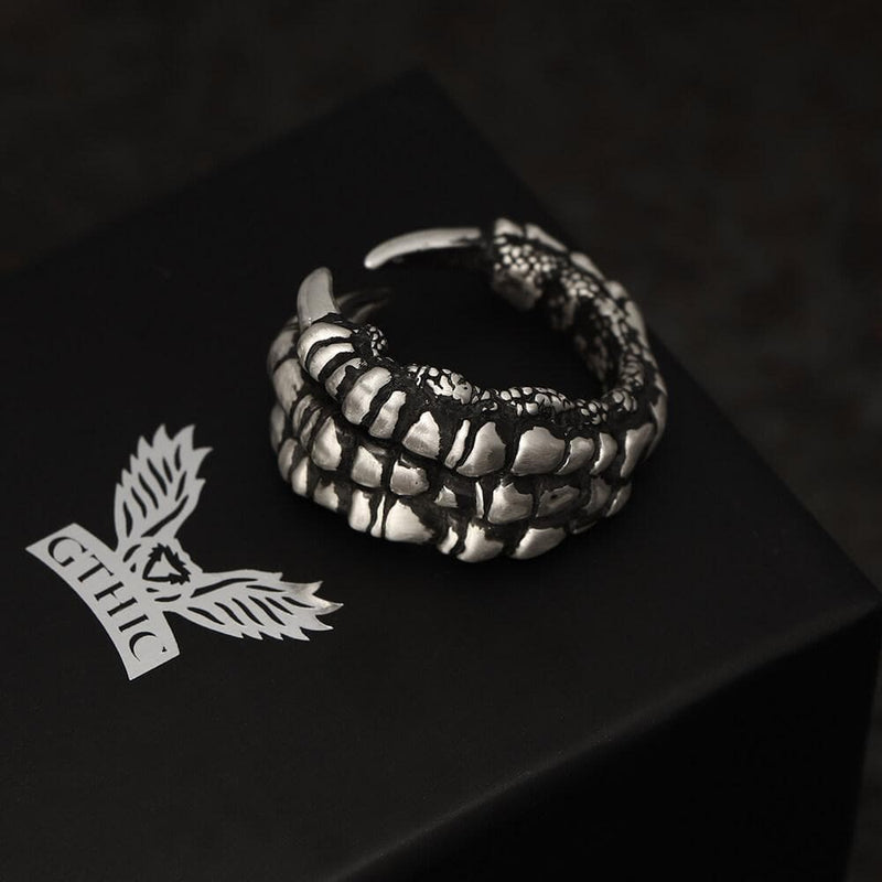 Retro Dragon Claw Brass Sterling Silver Ring