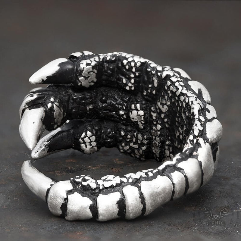 Retro Dragon Claw Brass Sterling Silver Ring