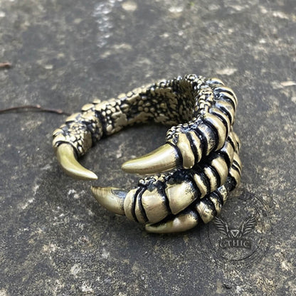 Retro Dragon Claw Brass Sterling Silver Ring