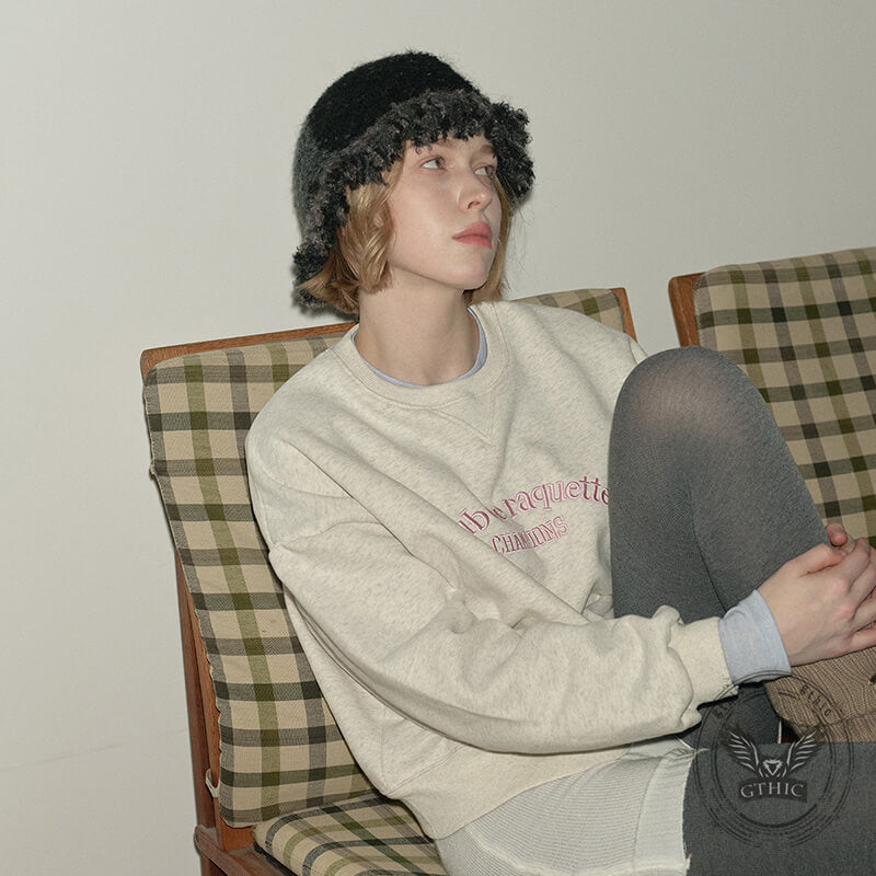 Retro Fringed Edge Patchwork Knitted Bucket Hat