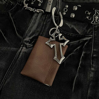 Retro Hollowed-out Cross Pu Leather Waist Wallet