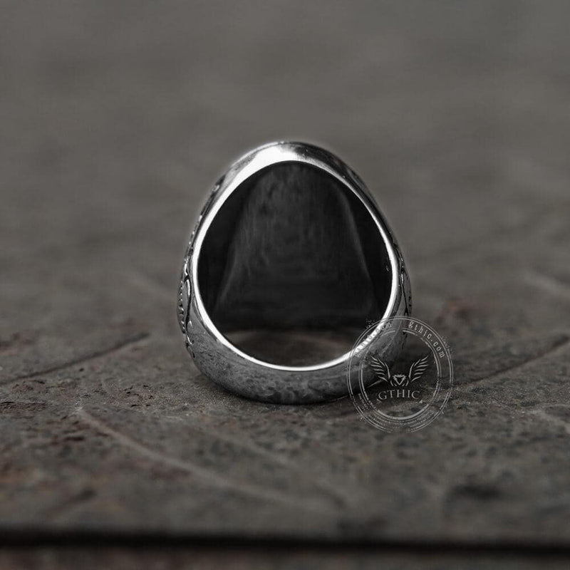 Retro Pattern Gem Stainless Steel Ring