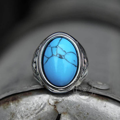Retro Pattern Gem Stainless Steel Ring