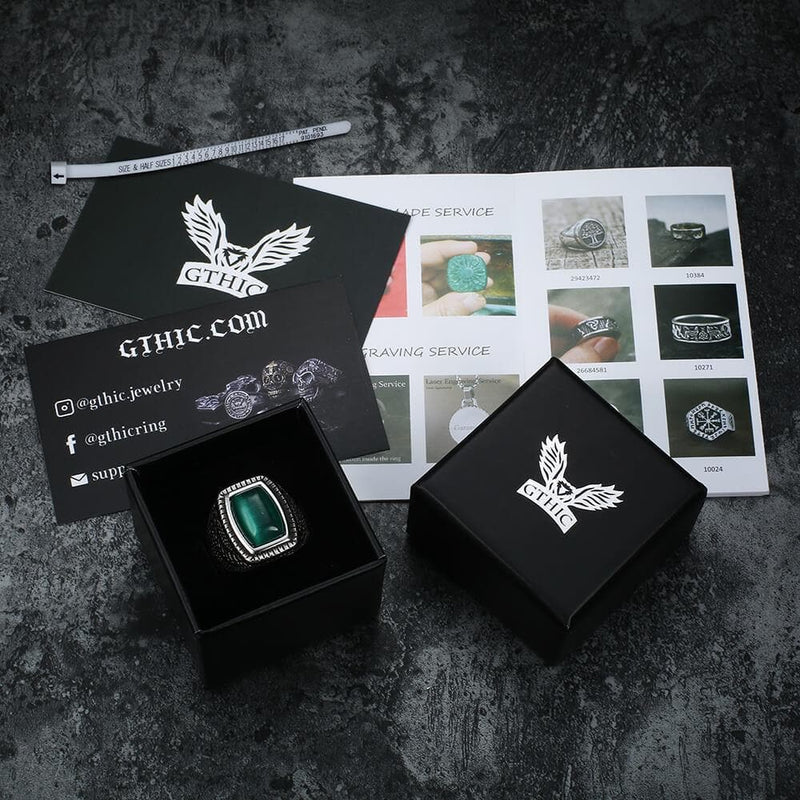 Retro Pattern Gemstone Stainless Steel Ring