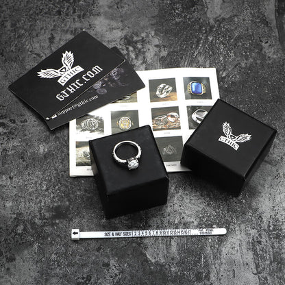 Gothic Gem-set Stainless Steel Ring