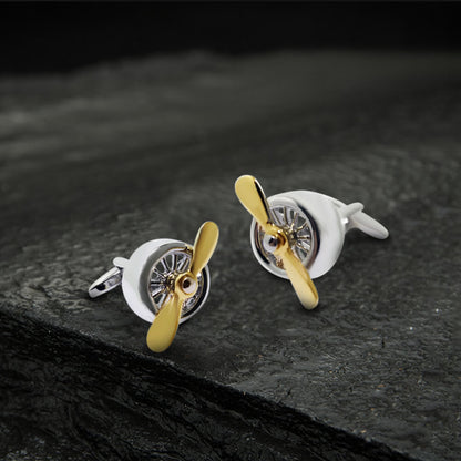 Retro Propeller Brass Cufflinks