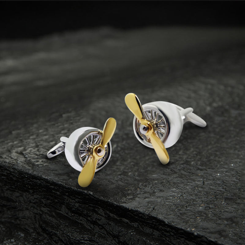Retro Propeller Brass Cufflinks