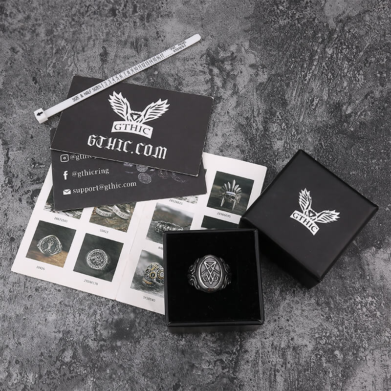 Retro Sigil of Lucifer Stainless Steel Ring