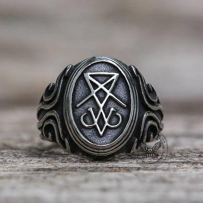 Retro Sigil of Lucifer Stainless Steel Ring
