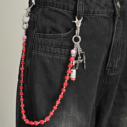 Retro Skull Cross Wine Bottle Alloy Pants Chain