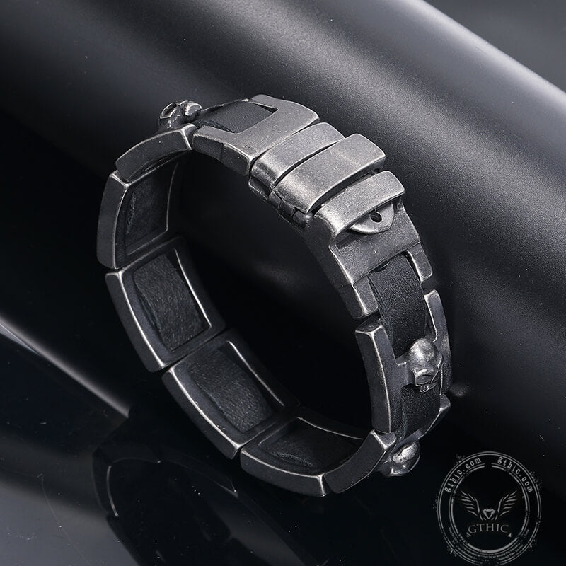 Retro Skull Heads Watch Buckle Stainless Steel Bracelet