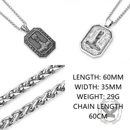 Retro Square Thor's Hammer Stainless Steel Viking Pendant