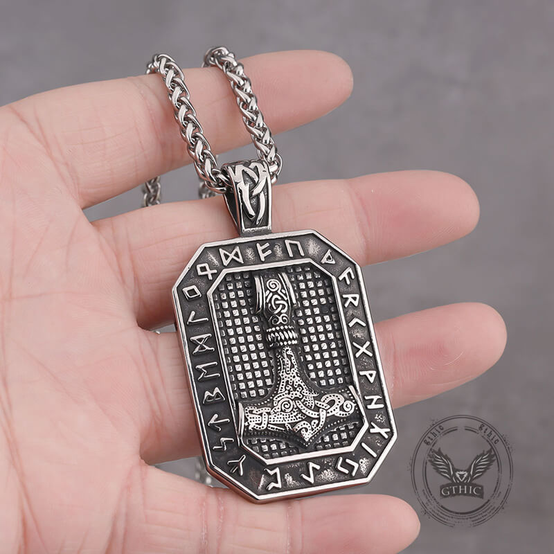 Retro Square Thor's Hammer Stainless Steel Viking Pendant