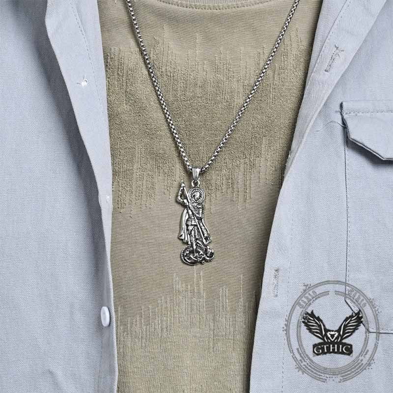 Retro St. George Slay Dragon Stainless Steel Pendant