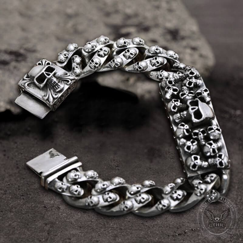 Retro Sterling Silver Skull Bracelet