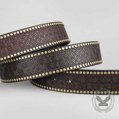 Retro Western Cowboy Bull Relief Pattern Pu Leather Belt