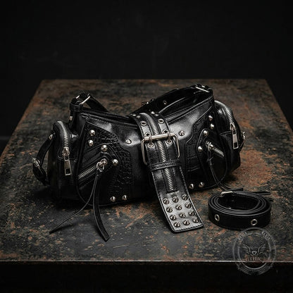 Retro Y2k Motorcycle Shoulder Pu Leather Handbag