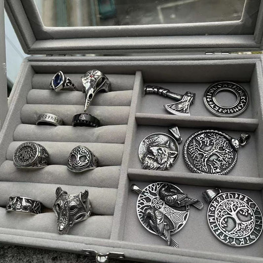 Rings and Pendants Viking Jewelry Set