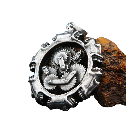 Rock Style Pendant of Mechanical Skull / Necklace Gothic Stainless Steel Jewelry