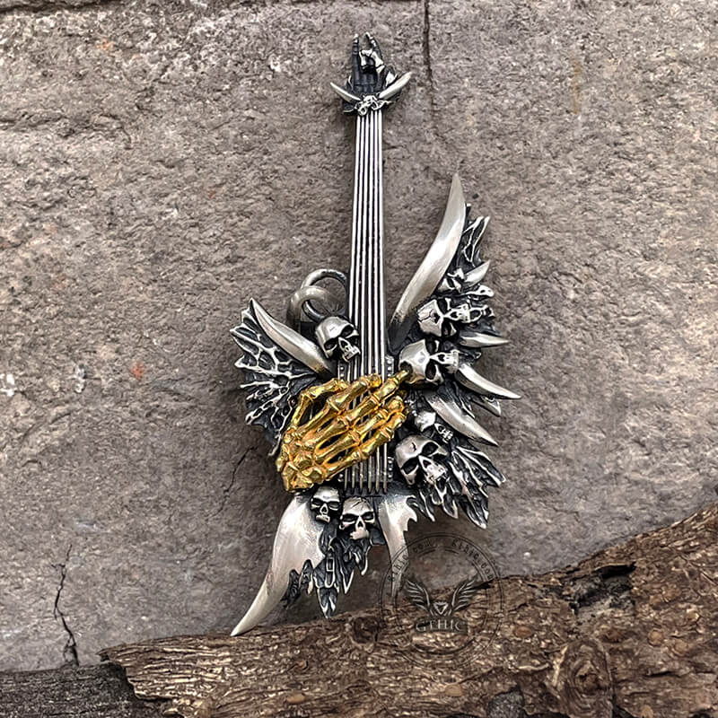 Rock Never Dies Sterling Silver Skull Pendant