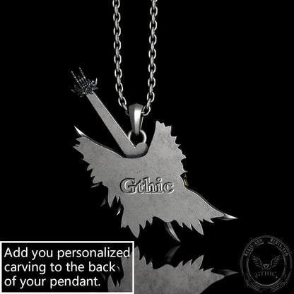 Rock Never Dies Sterling Silver Skull Pendant