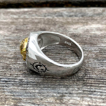 Rock Symbol Sterling Silver Skull Ring