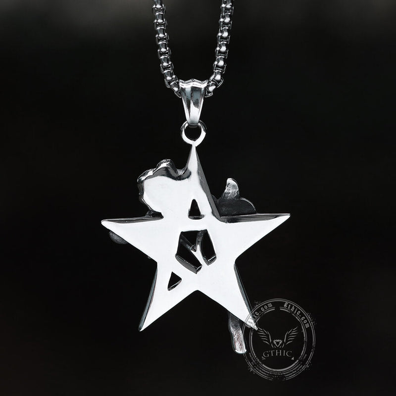 Rose and Pentagram Stainless Steel Pendant