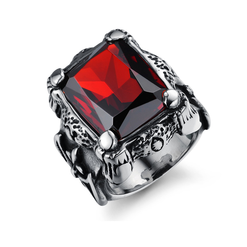Royal Square Blood Red Ring for and / Unique Zircon Top Grade Ring