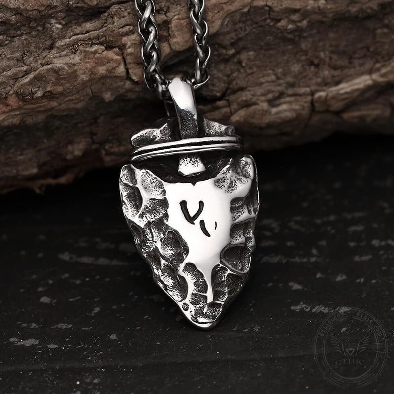 Rune Stone Arrow Stainless Steel Viking Pendant