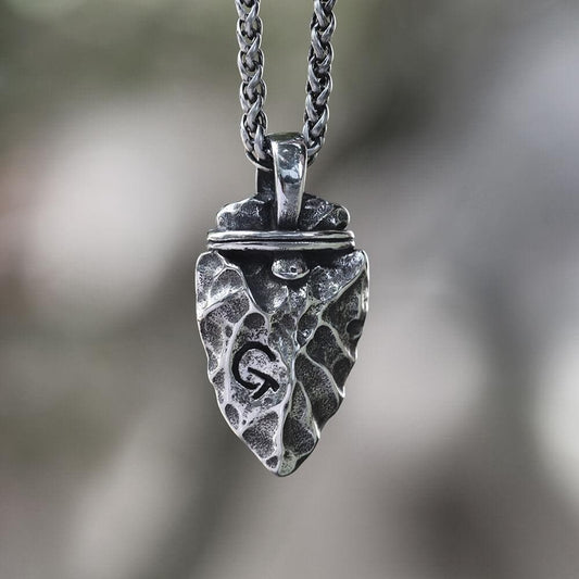 Rune Stone Arrow Stainless Steel Viking Pendant
