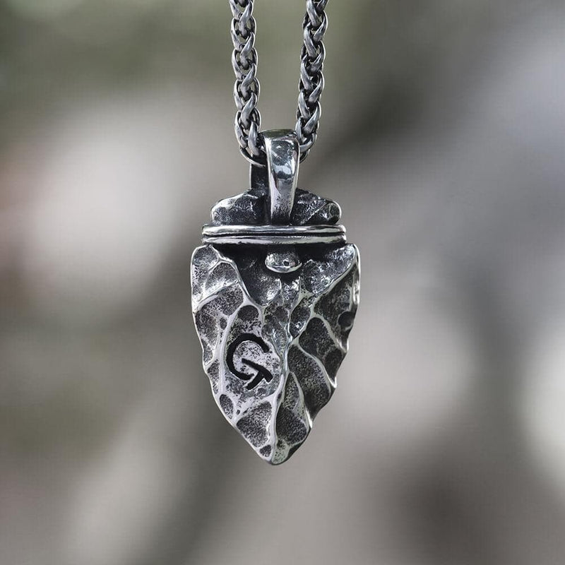 Rune Stone Arrow Stainless Steel Viking Pendant