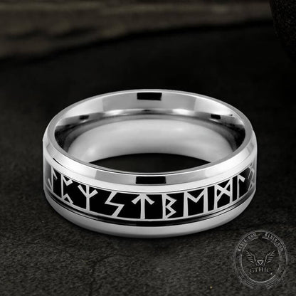 Runic Circle Stainless Steel Viking Ring