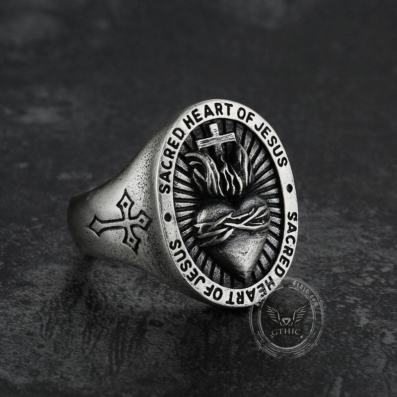 Sacred Heart of Jesus Sterling Sliver Ring