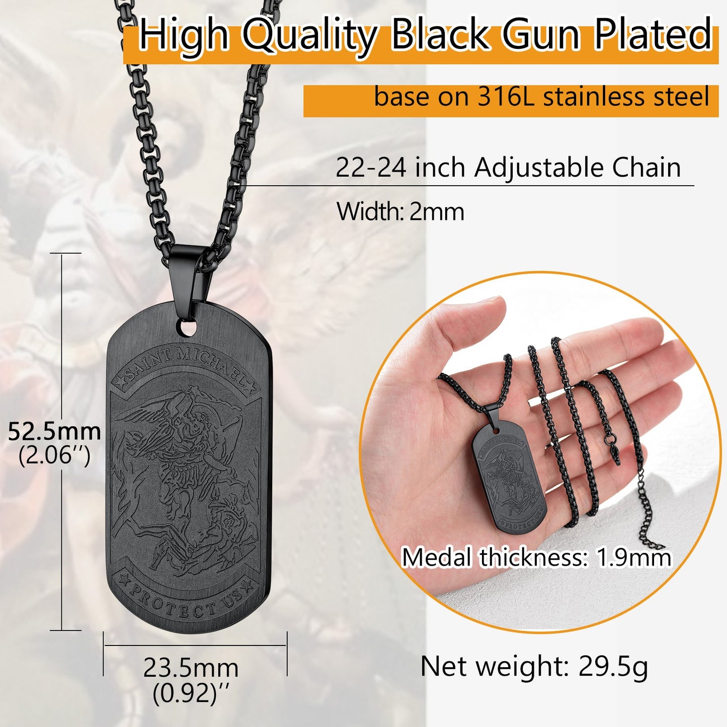 The Archangel Saint Michael Dog Tag Necklace for
