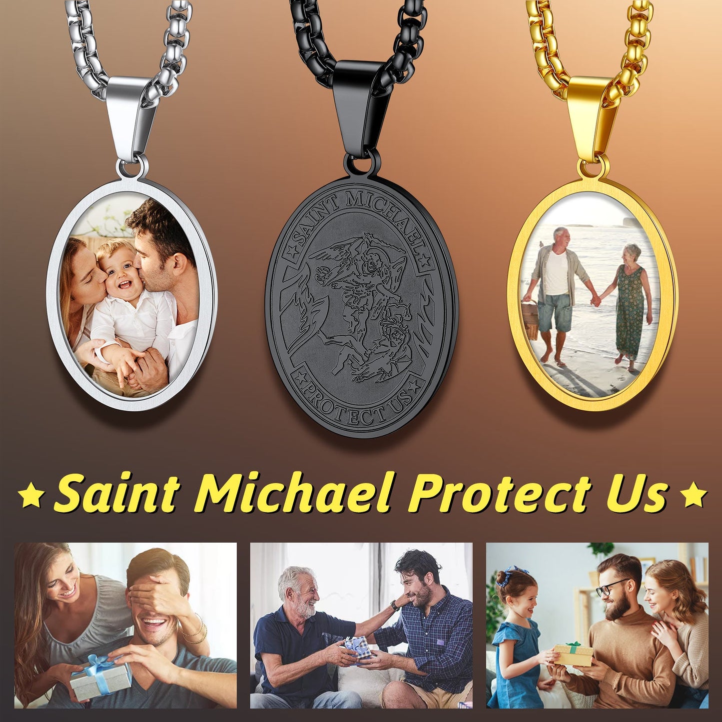 Customized Saint Michael Necklace With Picture for