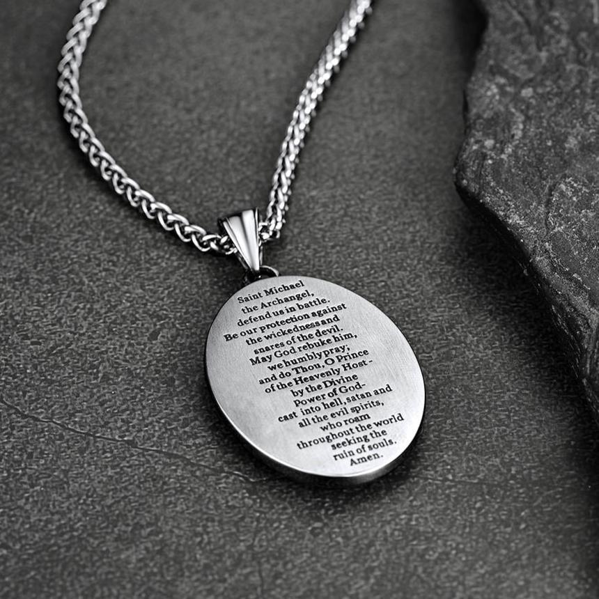 Oval Archangel Saint Michael Necklace Medal