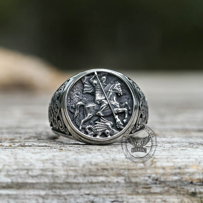 St. George and the Dragon Stainless Steel Religion Ring