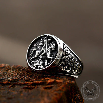 St. George and the Dragon Stainless Steel Religion Ring