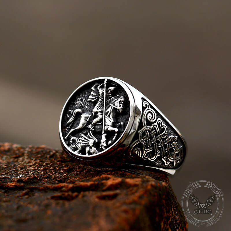 St. George and the Dragon Stainless Steel Religion Ring