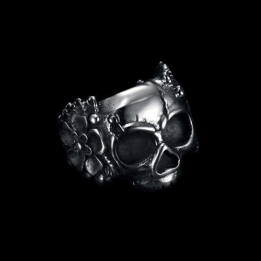 Santa Muerte Flower Skull Ring